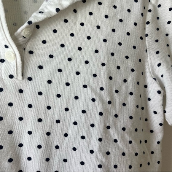 Y2K Kim Rogers White Polka Dot Cotton Polo Shirt Preppy Mod Retro Tee Small - Picture 3 of 12